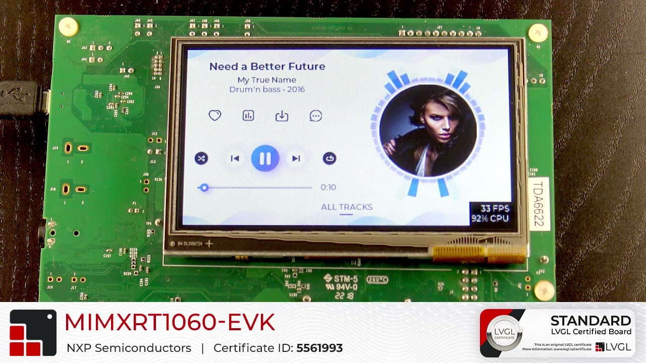 NXP i.MX RT1060 EVK LVGL Demo