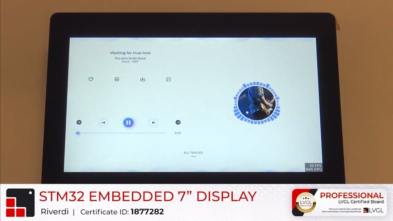 Riverdi STM32 Embedded 7.0 inch display LVGL Demo