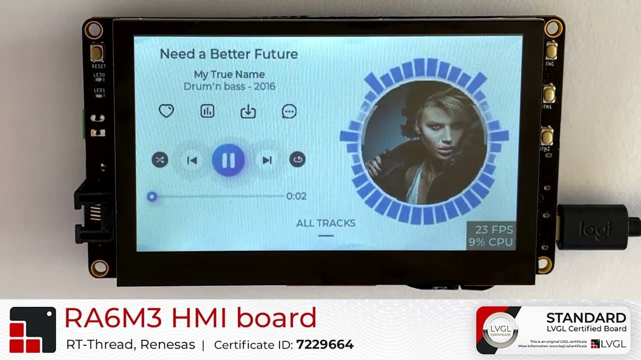 Renesas RA6M3 HMI Board LVGL Demo