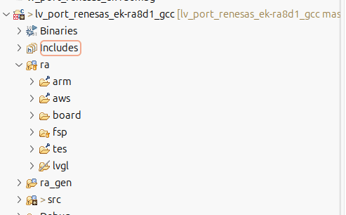 Excluded lvgl folder in the project explorer