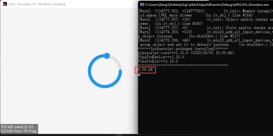 Memory usage showing 6.56 KB peak