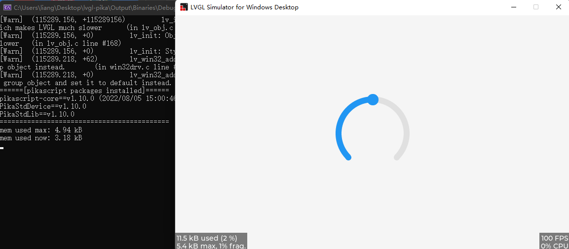 LVGL arc widget demo