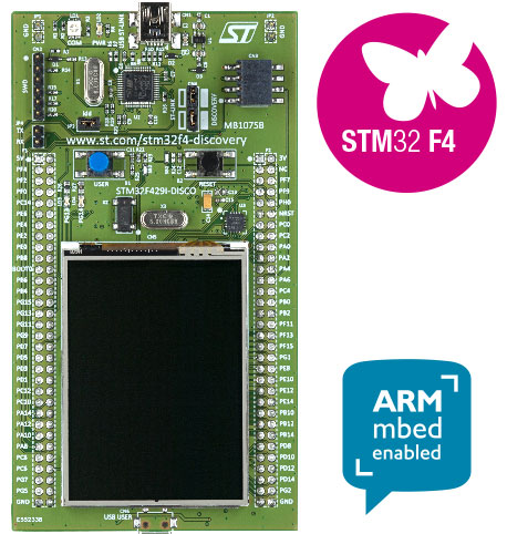 STM32F429 Discovery development board with 2.4-inch TFT display