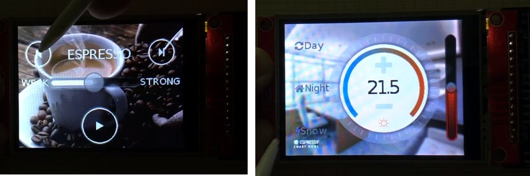 Coffee maker and thermostat example on ESP32 with LVGL