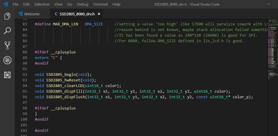 SSD2805 驱动头文件