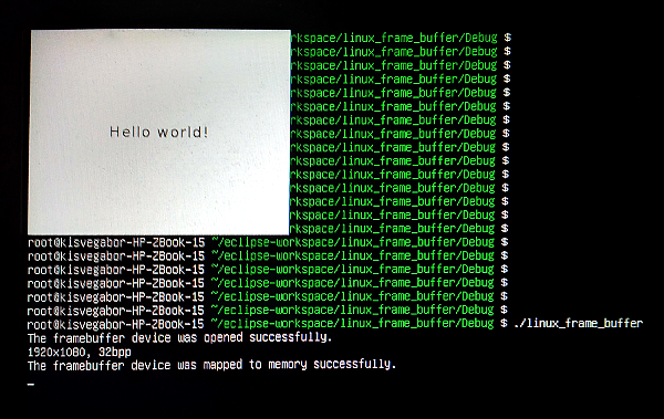 Hello world label displayed using LVGL frame buffer