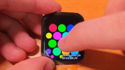 LVGL Apple Watch 气泡组件在真实硬件上运行的实时演示