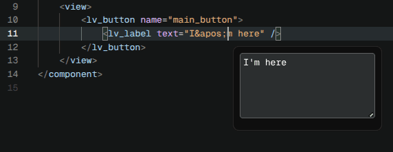 Text editor popup in the Editor to automatically escape reserved XML characters