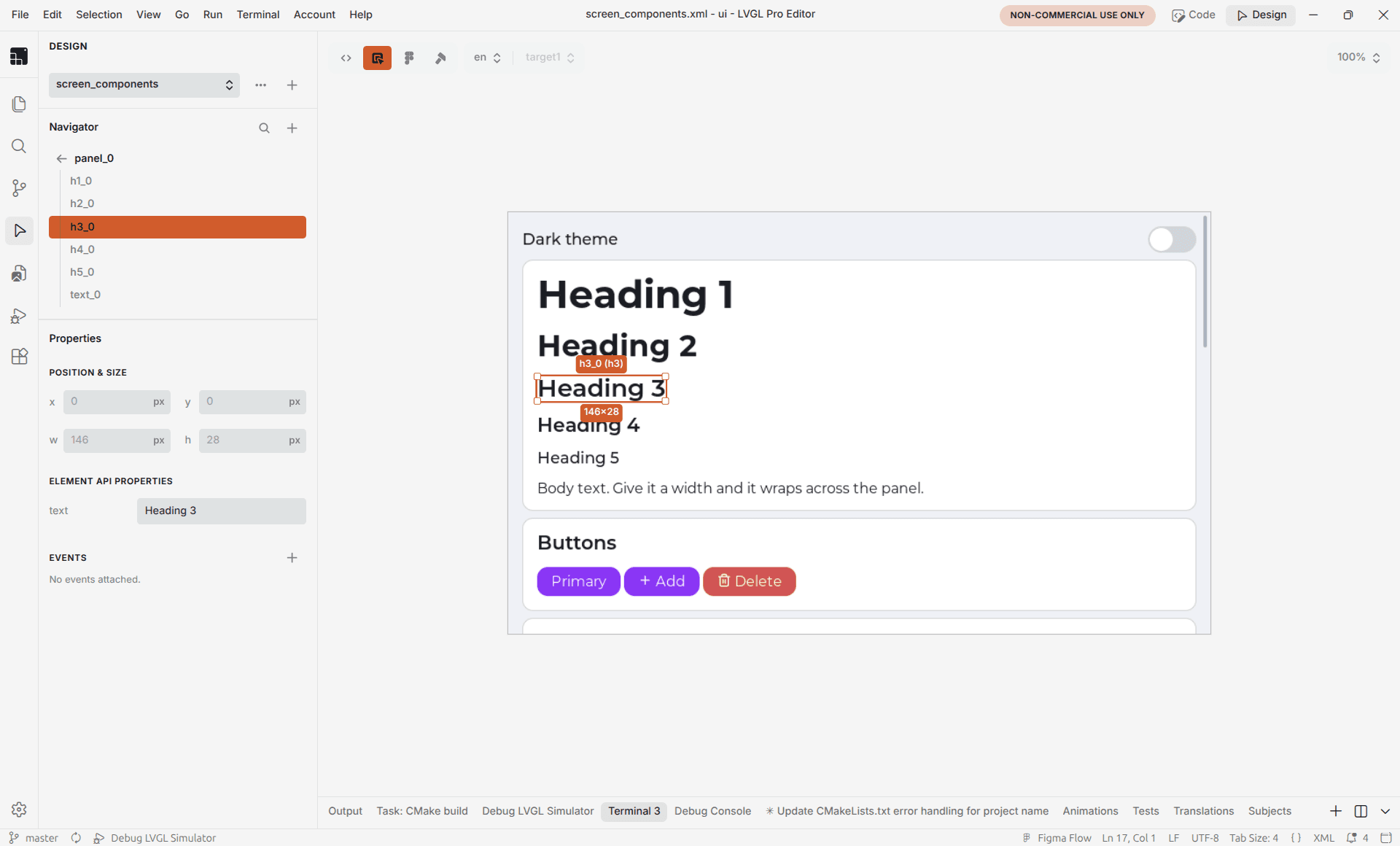 Editing a screen visually in Design mode