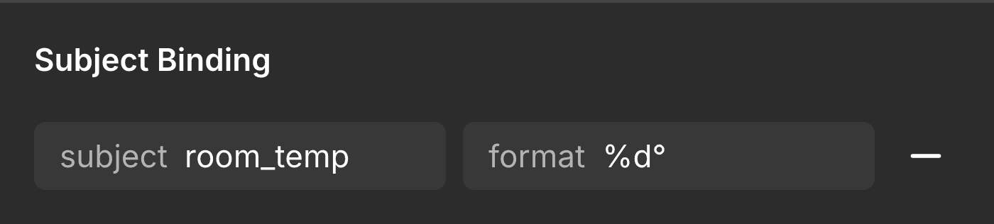 The Subject Binding fields on a widget's summary card