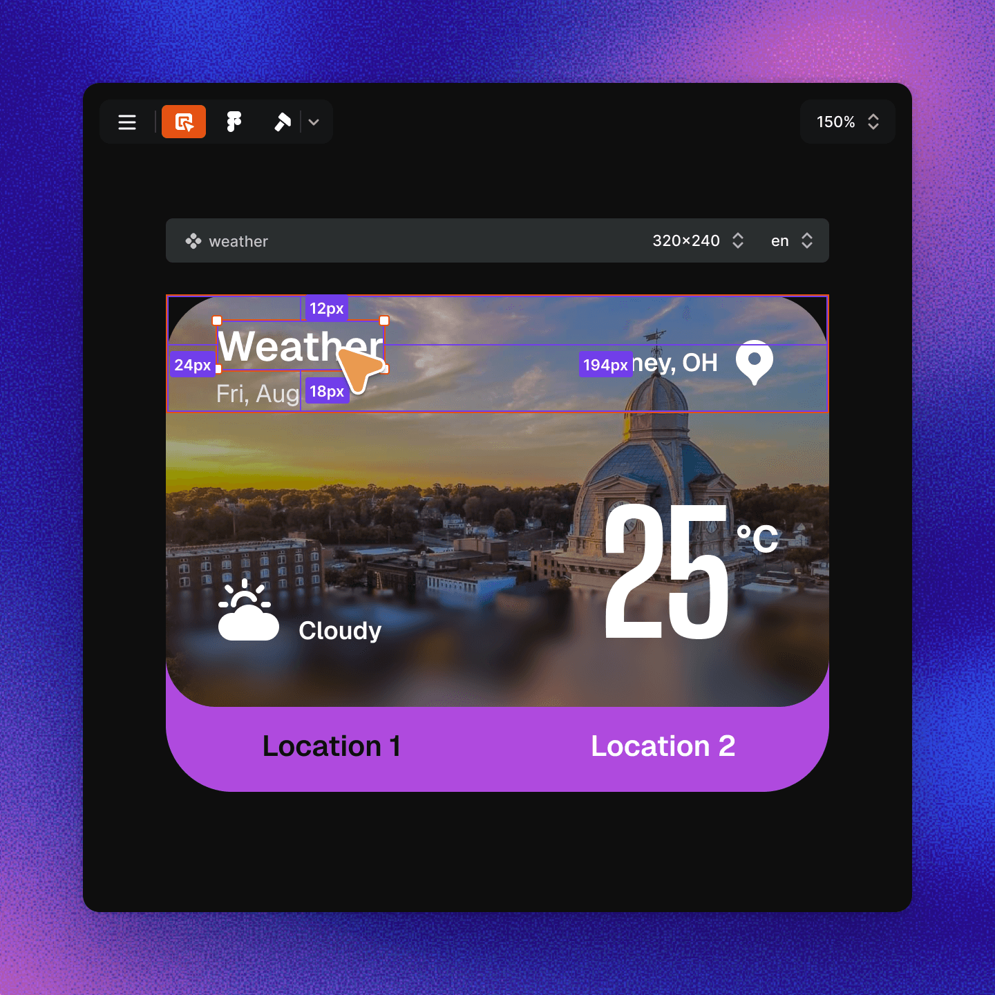 Screenshot of the LVGL Pro live preview with the inspector open.
