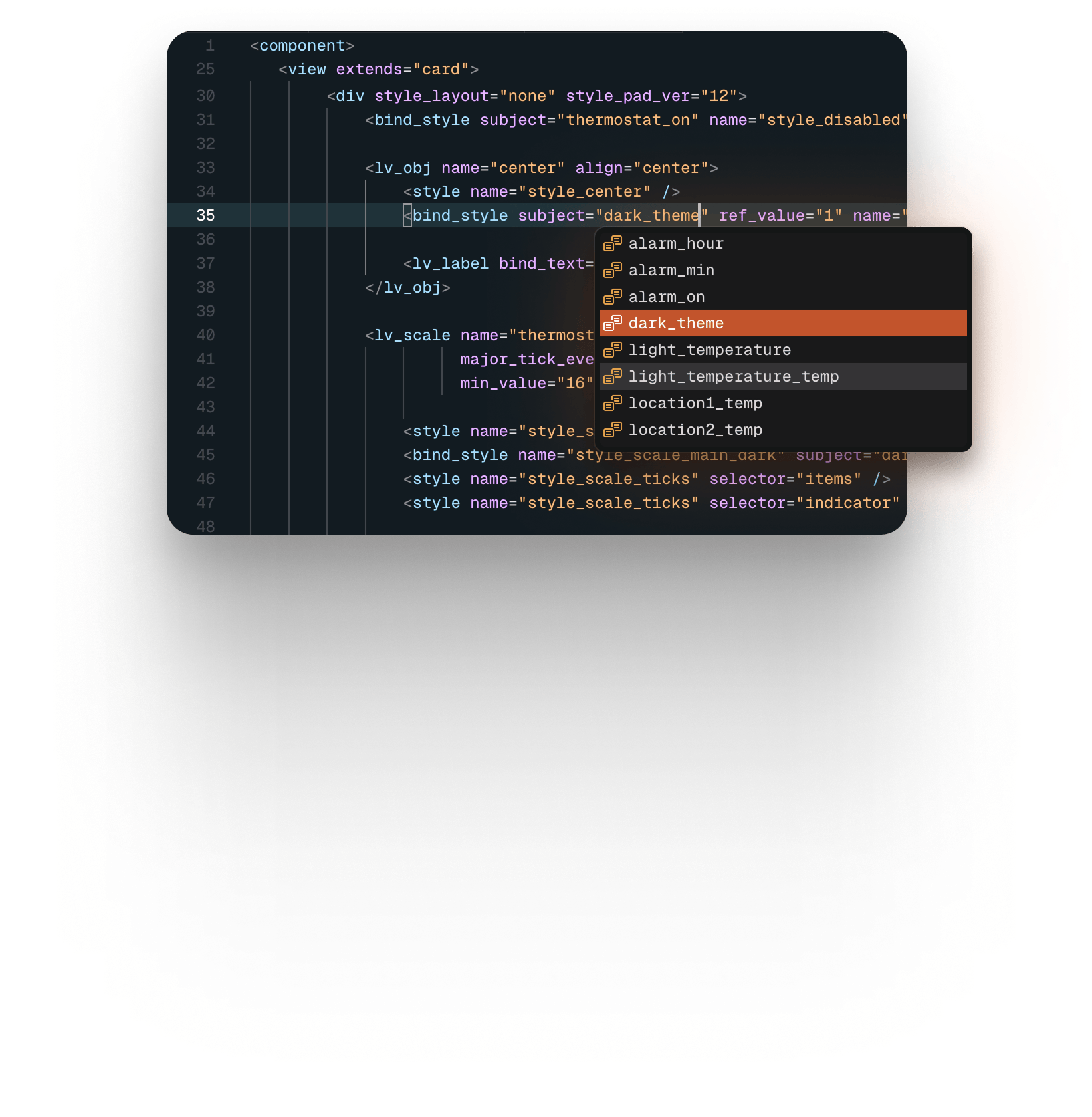 Code editor panel